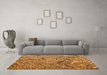 Machine Washable Abstract Orange Modern Area Rugs in a Living Room, wshabs4891org