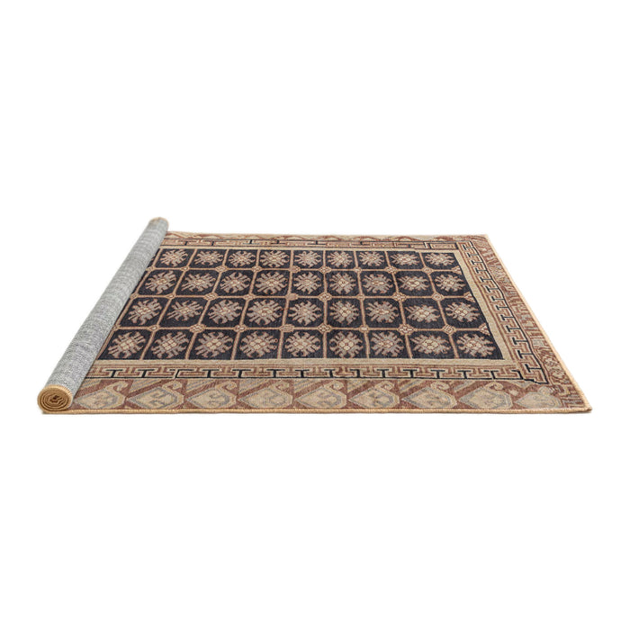 Sideview of Machine Washable Abstract Brown Sugar Brown Rug, wshabs4892