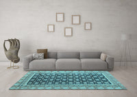 Machine Washable Abstract Light Blue Modern Rug, wshabs4892lblu