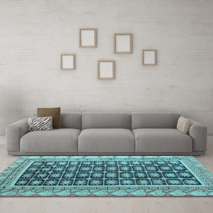 Machine Washable Abstract Light Blue Modern Rug in a Living Room, wshabs4892lblu
