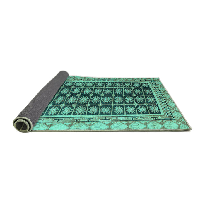 Sideview of Abstract Turquoise Modern Rug, abs4892turq