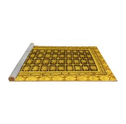 Sideview of Machine Washable Abstract Yellow Modern Rug, wshabs4892yw