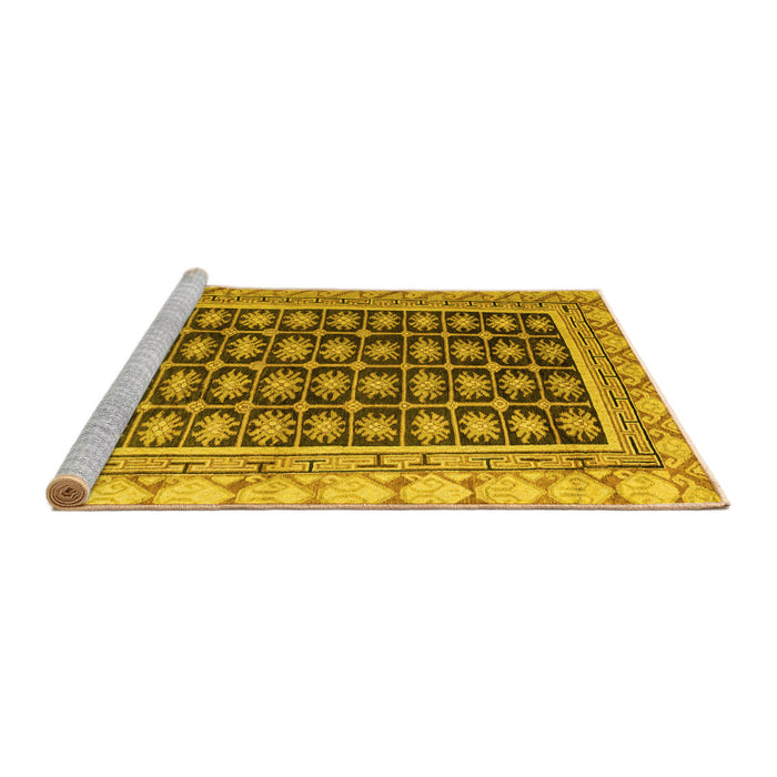 Sideview of Machine Washable Abstract Yellow Modern Rug, wshabs4892yw