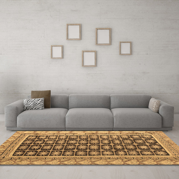 Machine Washable Abstract Brown Modern Rug in a Living Room,, wshabs4892brn