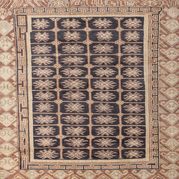 Square Abstract Brown Modern Rug, abs4892