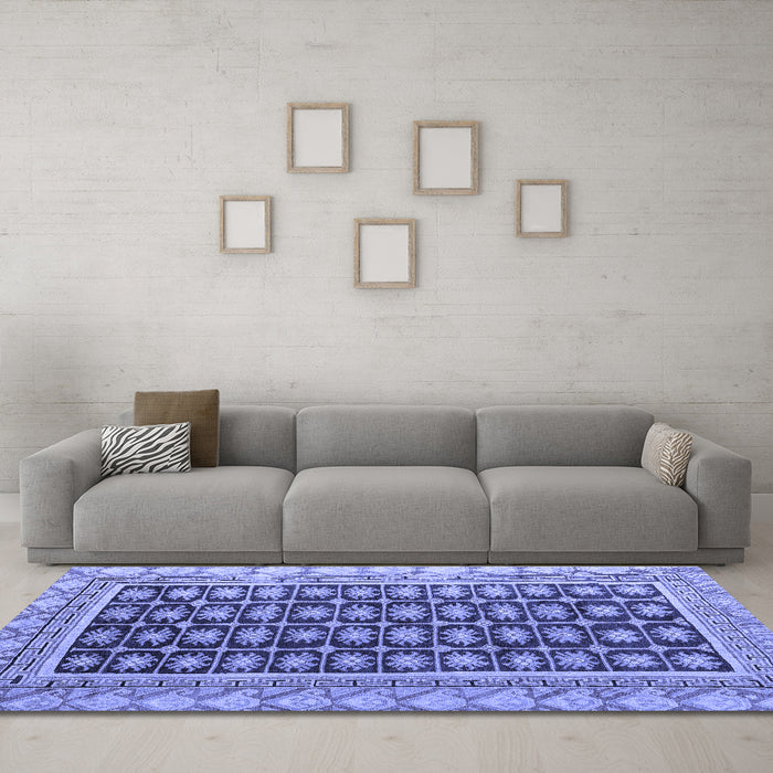 Machine Washable Abstract Blue Modern Rug in a Living Room, wshabs4892blu