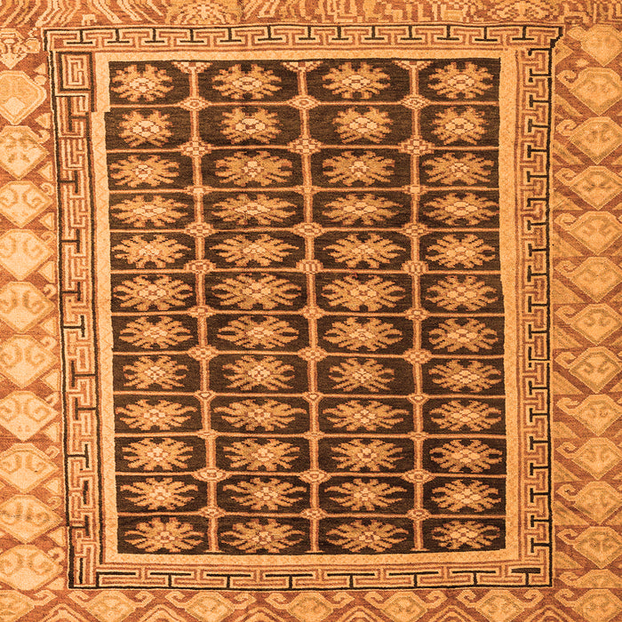 Square Machine Washable Abstract Orange Modern Area Rugs, wshabs4892org