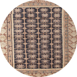 Round Machine Washable Abstract Brown Sugar Brown Rug, wshabs4892