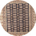 Round Machine Washable Abstract Brown Sugar Brown Rug, wshabs4892