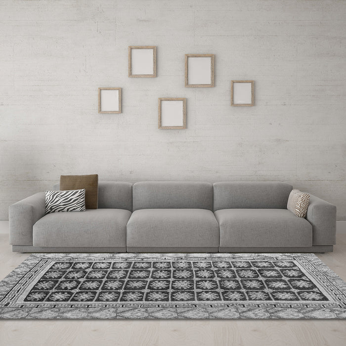 Machine Washable Abstract Gray Modern Rug in a Living Room,, wshabs4892gry