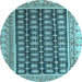 Round Machine Washable Abstract Light Blue Modern Rug, wshabs4892lblu