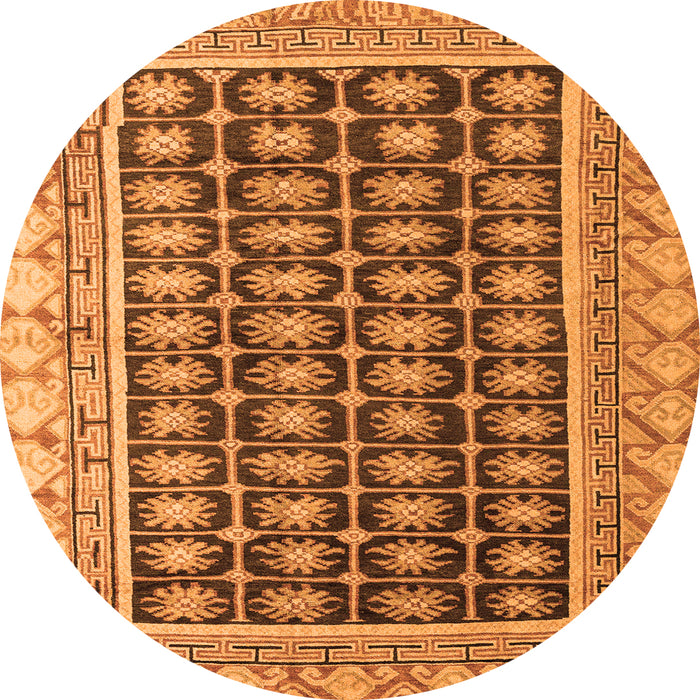 Round Abstract Orange Modern Rug, abs4892org