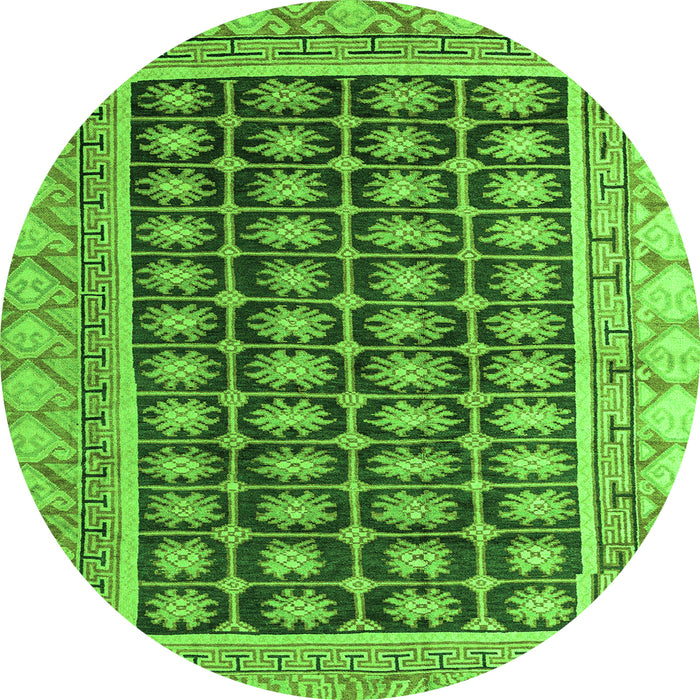 Round Machine Washable Abstract Green Modern Area Rugs, wshabs4892grn