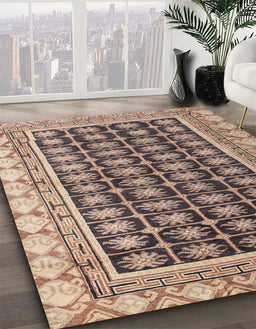 Machine Washable Abstract Brown Sugar Brown Rug in a Family Room, wshabs4892