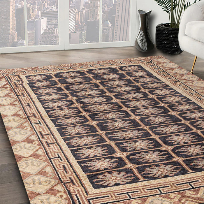 Machine Washable Abstract Brown Sugar Brown Rug in a Family Room, wshabs4892