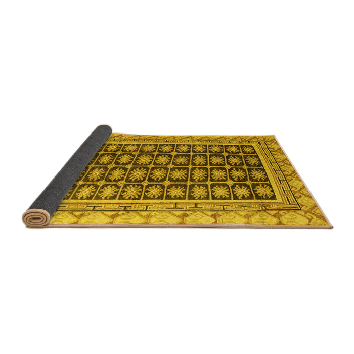 Sideview of Abstract Yellow Modern Rug, abs4892yw