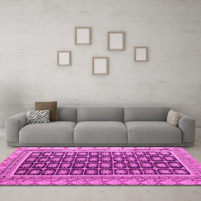 Machine Washable Abstract Pink Modern Rug in a Living Room, wshabs4892pnk