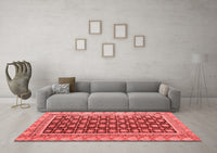 Machine Washable Abstract Red Modern Rug, wshabs4892red