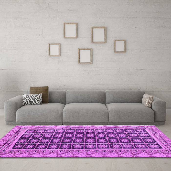 Machine Washable Abstract Purple Modern Area Rugs in a Living Room, wshabs4892pur