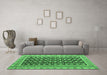 Machine Washable Abstract Emerald Green Modern Area Rugs in a Living Room,, wshabs4892emgrn