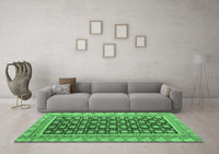 Machine Washable Abstract Emerald Green Modern Rug, wshabs4892emgrn