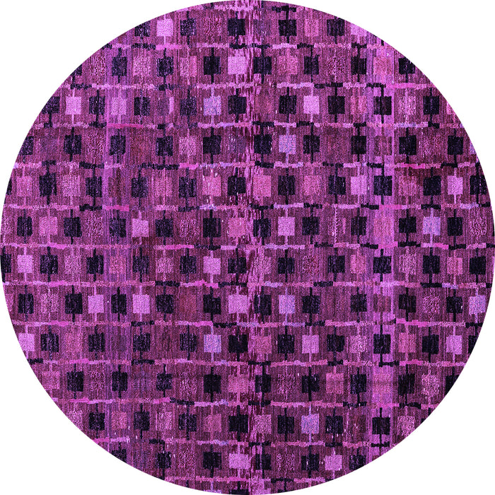 Round Machine Washable Abstract Purple Modern Area Rugs, wshabs4893pur