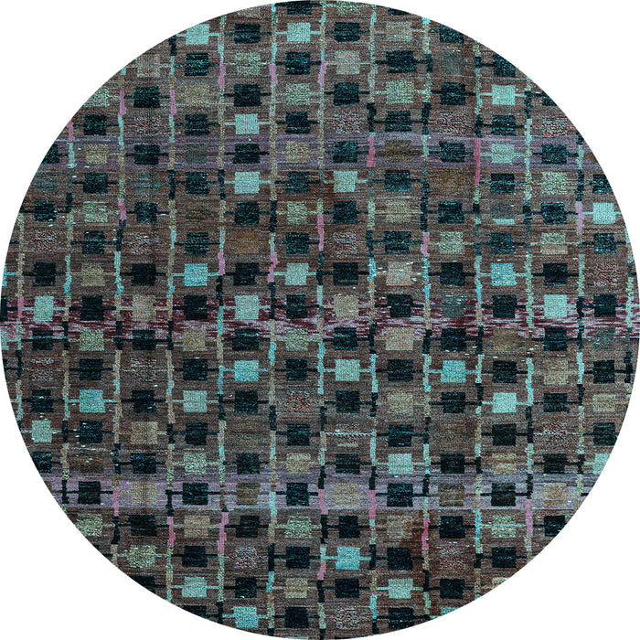 Round Abstract Light Blue Modern Rug, abs4893lblu