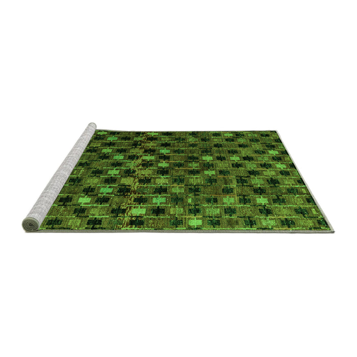 Sideview of Machine Washable Abstract Green Modern Area Rugs, wshabs4893grn