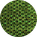 Round Abstract Green Modern Rug, abs4893grn