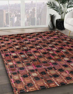 Machine Washable Abstract Vermilion Red Rug in a Family Room, wshabs4893