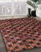 Machine Washable Abstract Vermilion Red Rug in a Family Room, wshabs4893