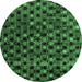 Round Machine Washable Abstract Emerald Green Modern Area Rugs, wshabs4893emgrn