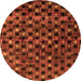 Round Machine Washable Abstract Orange Modern Area Rugs, wshabs4893org