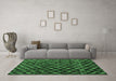 Machine Washable Abstract Emerald Green Modern Area Rugs in a Living Room,, wshabs4893emgrn