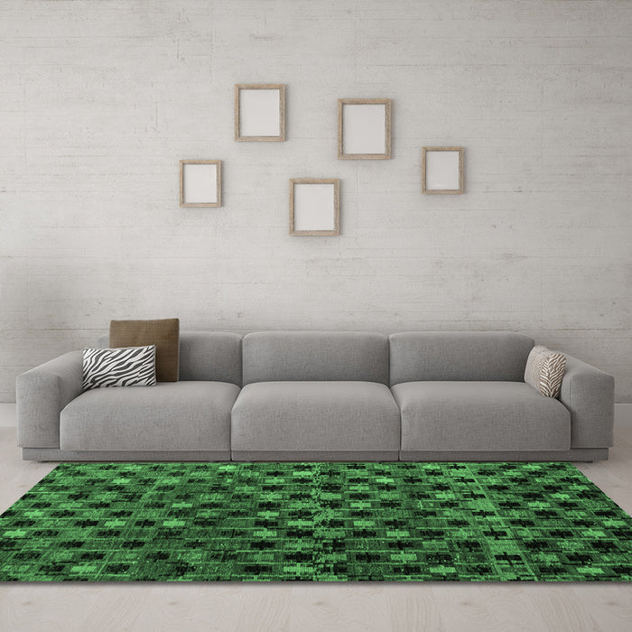 Machine Washable Abstract Emerald Green Modern Area Rugs in a Living Room,, wshabs4893emgrn