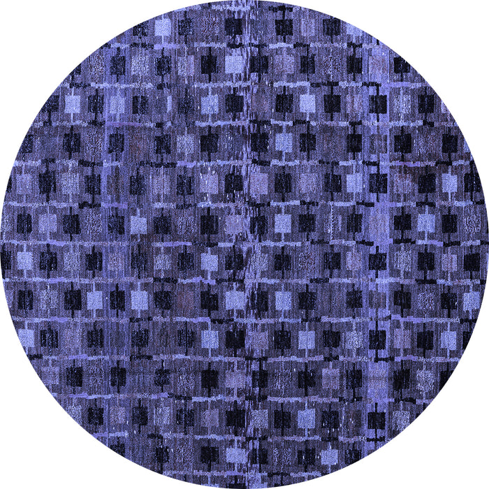 Round Abstract Blue Modern Rug, abs4893blu