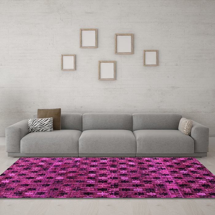 Machine Washable Abstract Pink Modern Rug in a Living Room, wshabs4893pnk