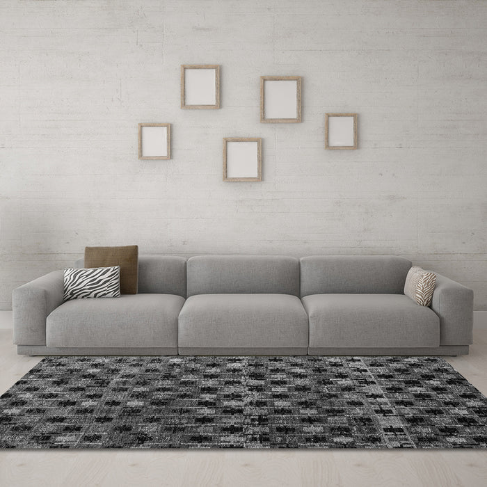 Machine Washable Abstract Gray Modern Rug in a Living Room,, wshabs4893gry