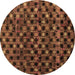 Round Machine Washable Abstract Brown Modern Rug, wshabs4893brn