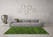 Machine Washable Abstract Green Modern Area Rugs in a Living Room,, wshabs4893grn