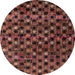 Round Machine Washable Abstract Vermilion Red Rug, wshabs4893