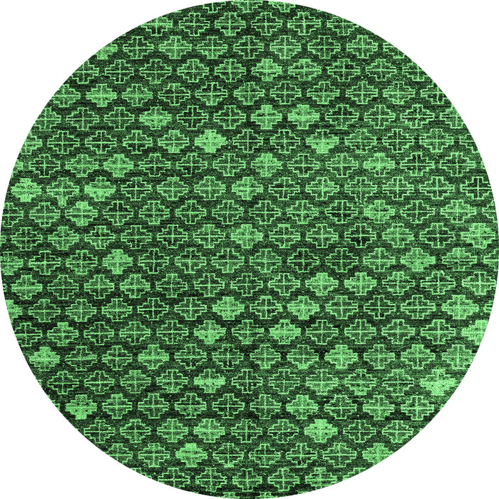 Round Abstract Emerald Green Modern Rug, abs4894emgrn