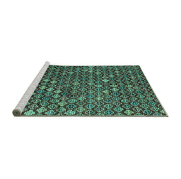 Sideview of Machine Washable Abstract Turquoise Modern Area Rugs, wshabs4894turq