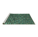 Sideview of Machine Washable Abstract Turquoise Modern Area Rugs, wshabs4894turq