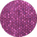 Round Machine Washable Abstract Pink Modern Rug, wshabs4894pnk