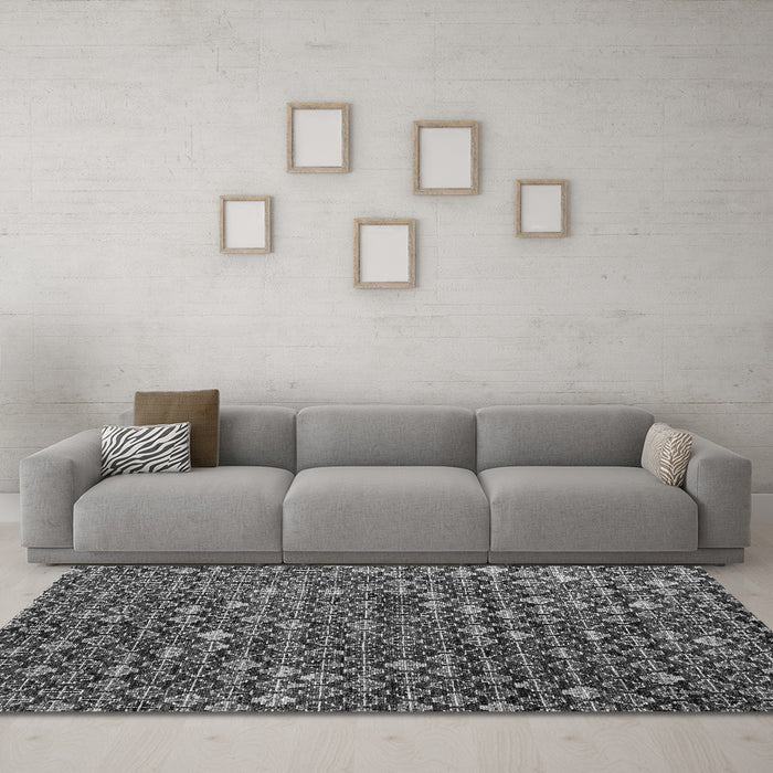 Machine Washable Abstract Gray Modern Rug in a Living Room,, wshabs4894gry