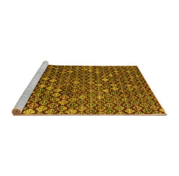 Sideview of Machine Washable Abstract Yellow Modern Rug, wshabs4894yw