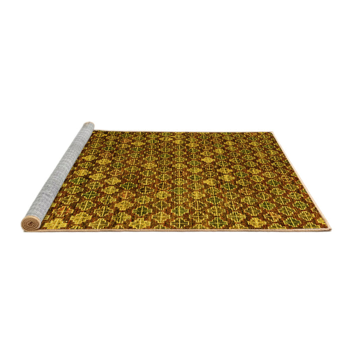 Sideview of Machine Washable Abstract Yellow Modern Rug, wshabs4894yw