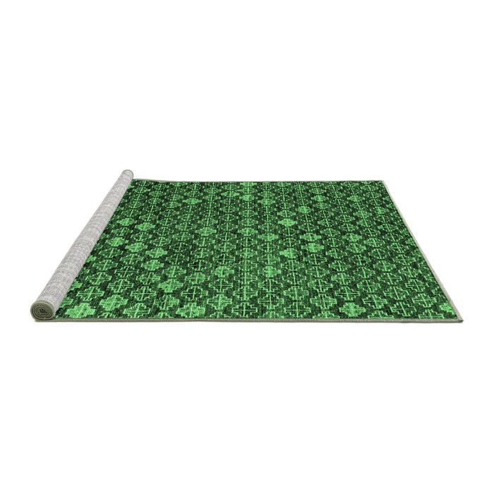 Sideview of Machine Washable Abstract Emerald Green Modern Area Rugs, wshabs4894emgrn
