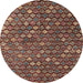 Round Machine Washable Abstract Vermilion Red Rug, wshabs4894